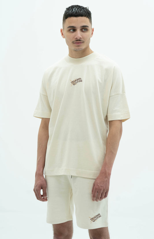 Oversized Naturel T-shirt with Brown details