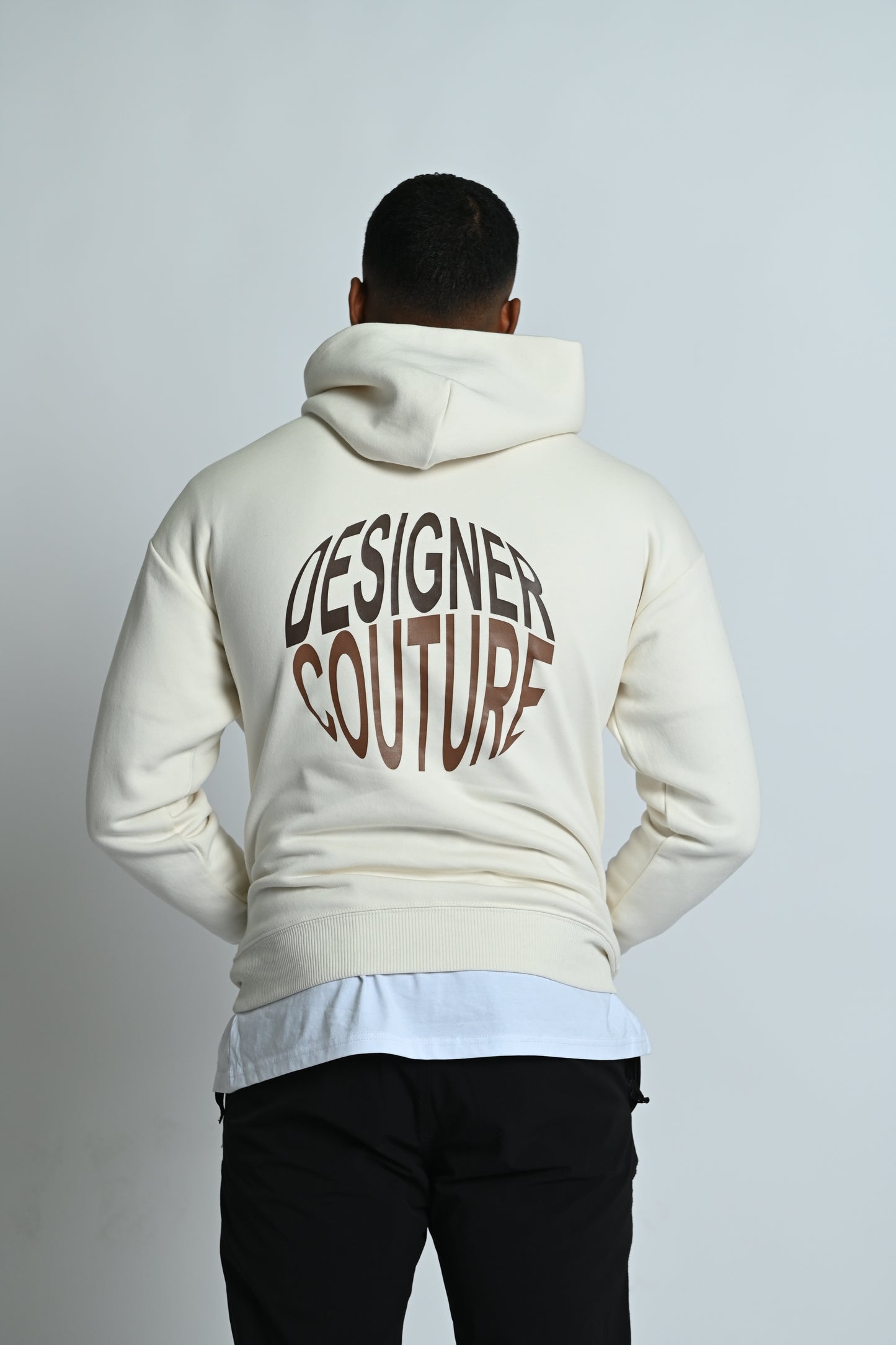 Natural Raw Oversized DC Hoodie with Brown Details