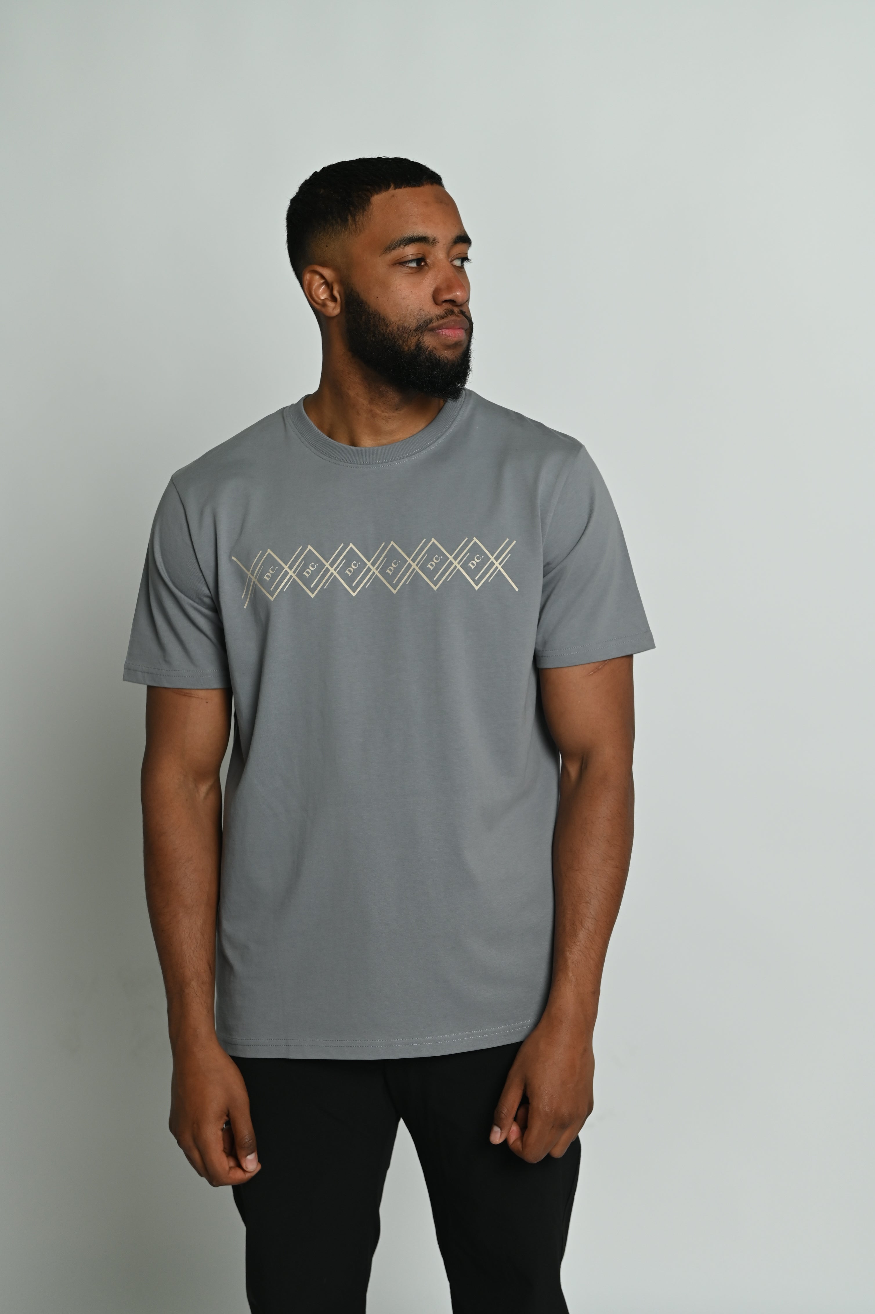 Indigo Grey Monogram Oversized T-shirt – Designer Couture by H.B.