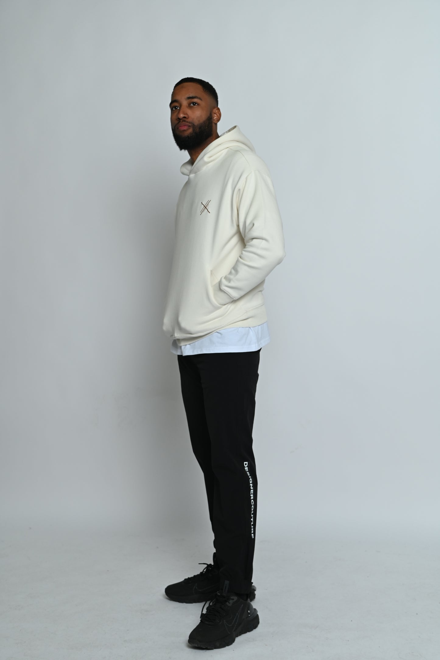 Natural Raw Oversized DC Hoodie with Brown Details